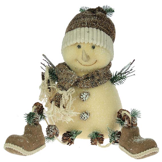 Новогодний Сувенир Деревянный Снеговик Санта 24 см