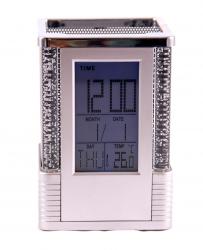 Электронная метеостанция-подставка: часы, термометр, календарь, будильник 